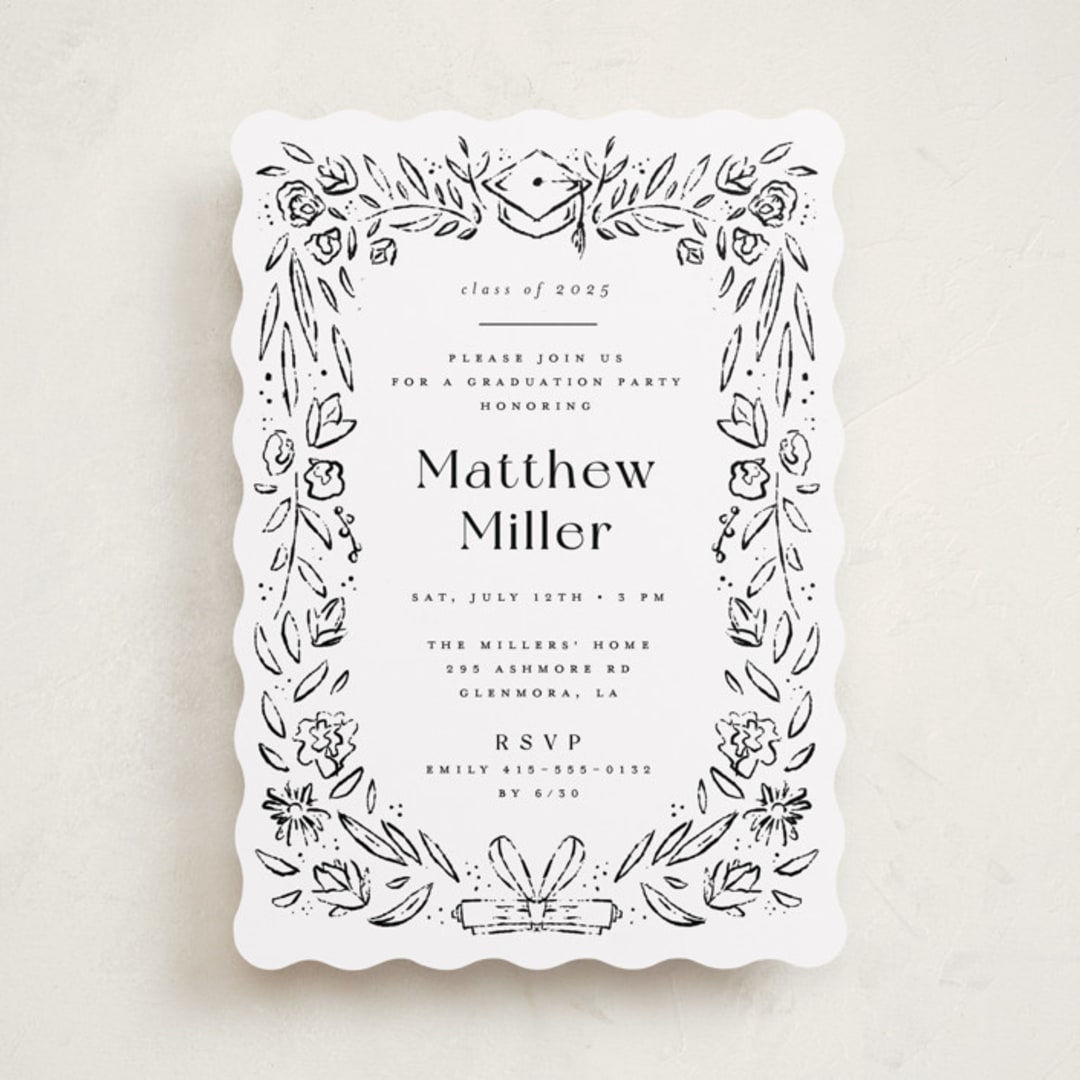 "Hand-drawn Grad Frame" - Graduation Party Invitations in Ink by Darryl Don Doctor - Front