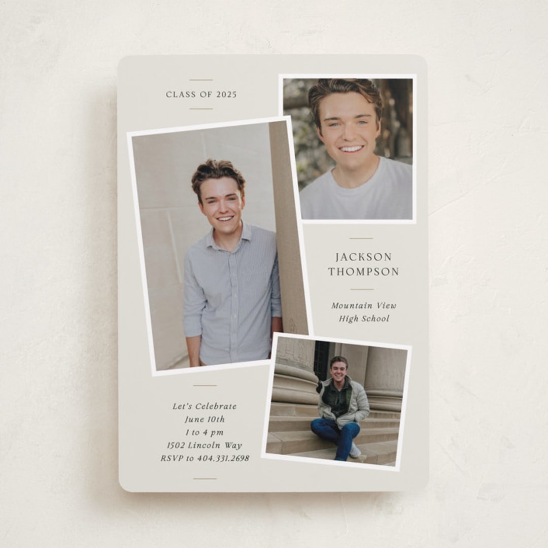 "A Trio" - Graduation Party Invitations in Creamery by That Girl Press - Front