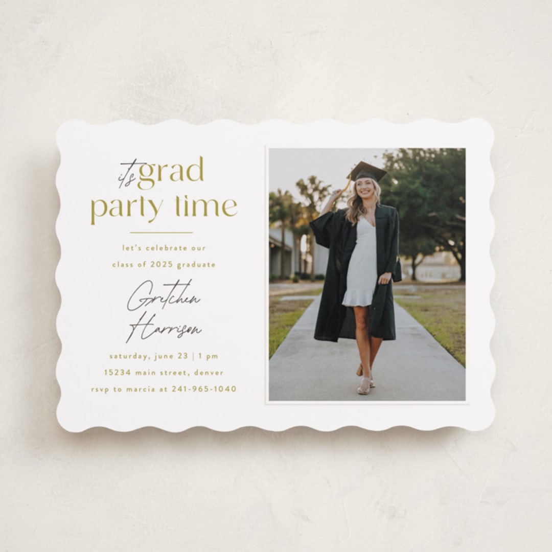 "Grad Party Time" - Graduation Party Invitations in Marigold by Ashlee Townsend - Front