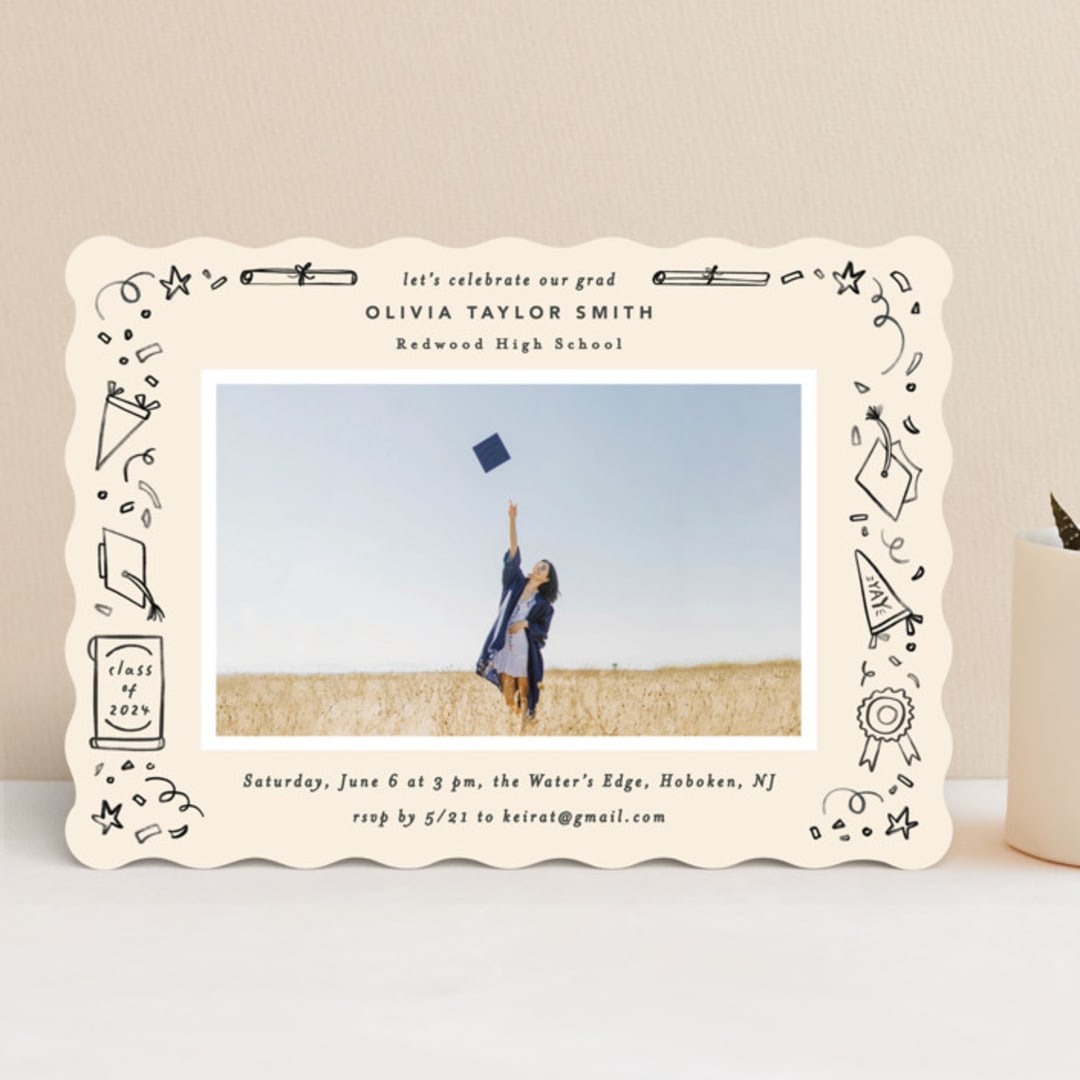 "Iconic" - Graduation Party Invitations in Sand by Creo Study - Front