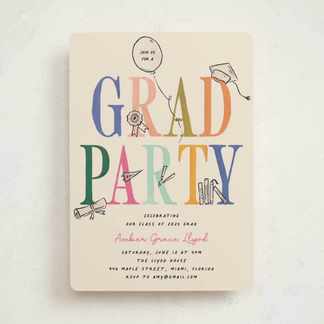 "Iconic" - Graduation Party Invitations in Fruitloop by Vera Lim - Front