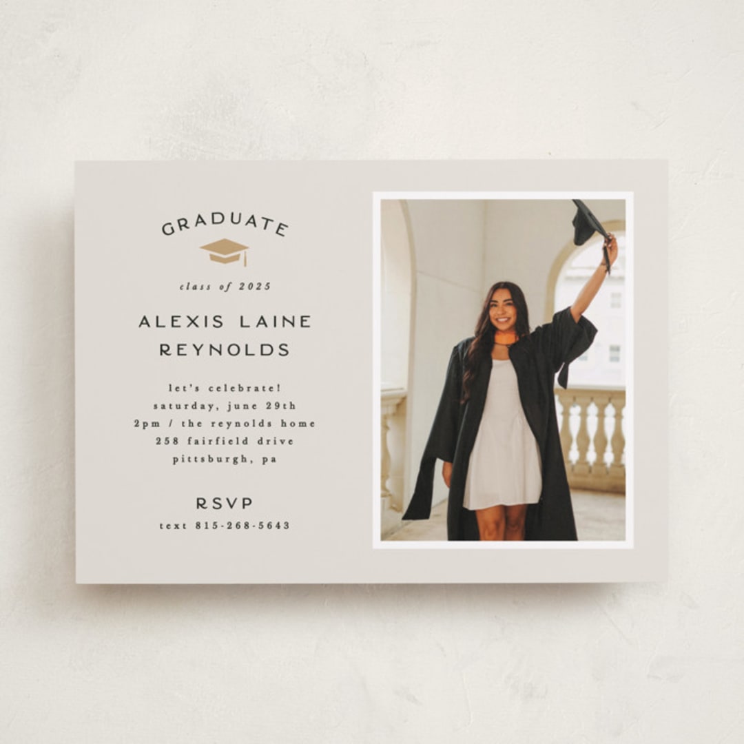 "Official Party" - Graduation Party Invitations in Ecru by Hooray Creative - Front