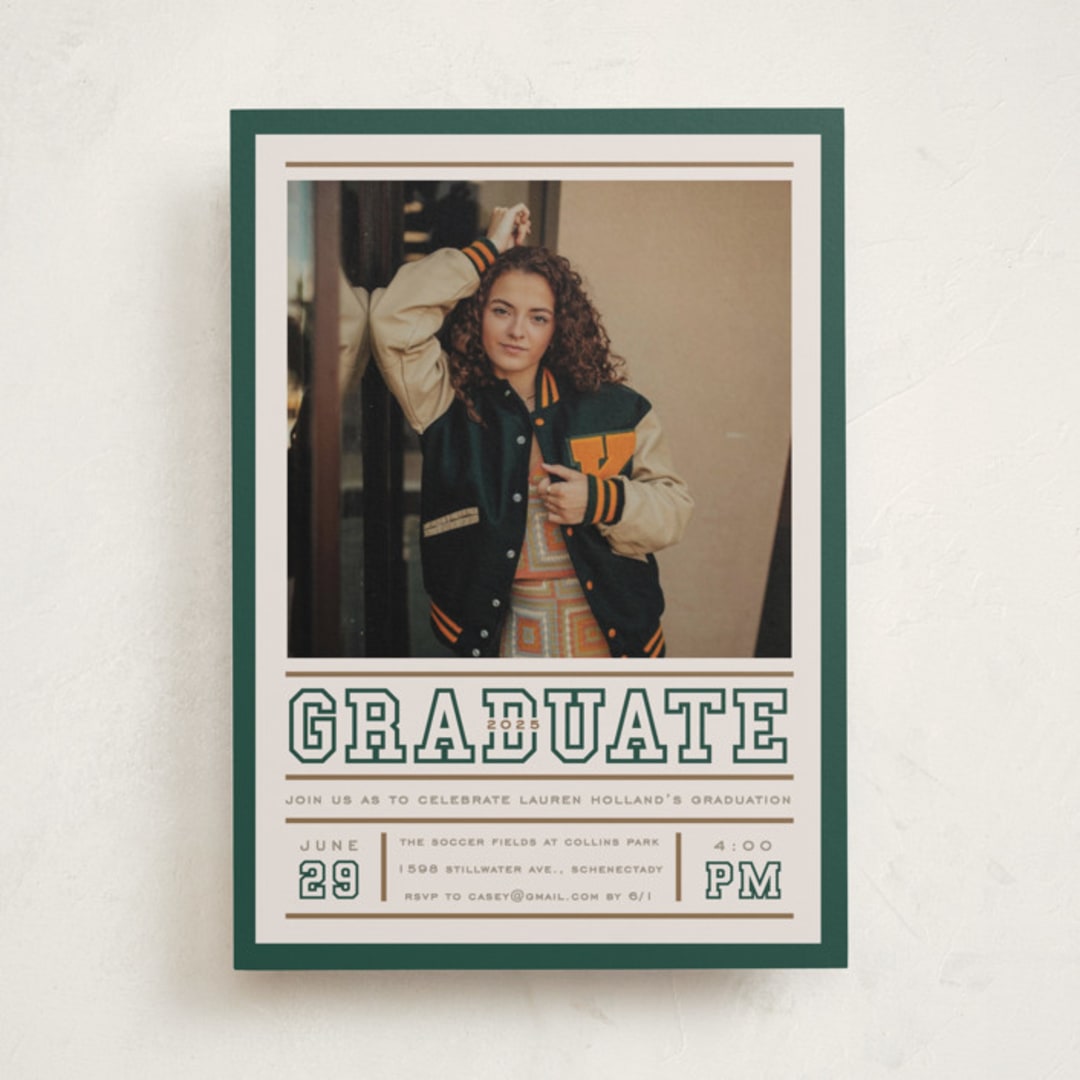 "Varsity Frame" - Graduation Party Invitations in Vintage by Erin L. Wilson - Front