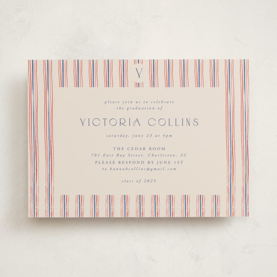 "Past and Future" - Graduation Party Invitations in Navy by Claudia Orengo - Front