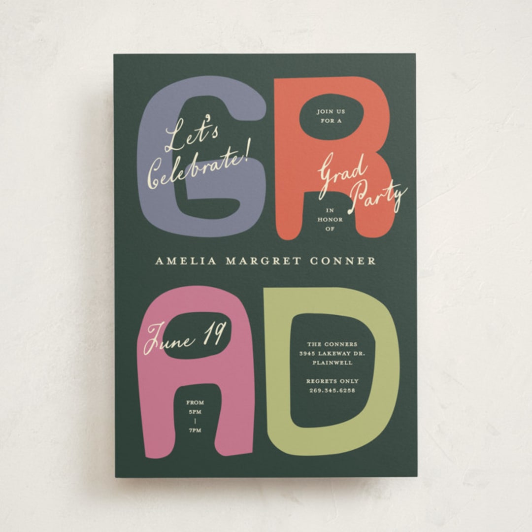 "Chunk" - Graduation Party Invitations in Funky by Pixel and Hank - Front