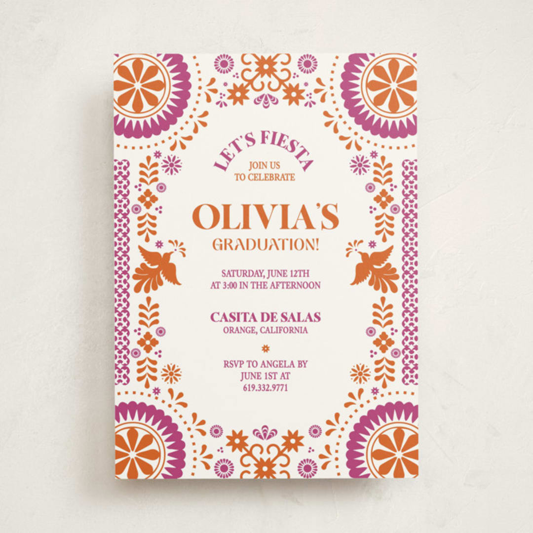 "Let's Fiesta" - Graduation Party Invitations in Gumdrop by Eva Tadros - Front