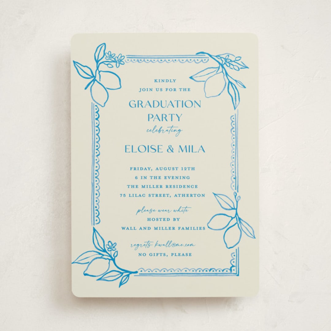 "Mediterraneo" - Graduation Party Invitations in Ocean by Pati Cascino - Front