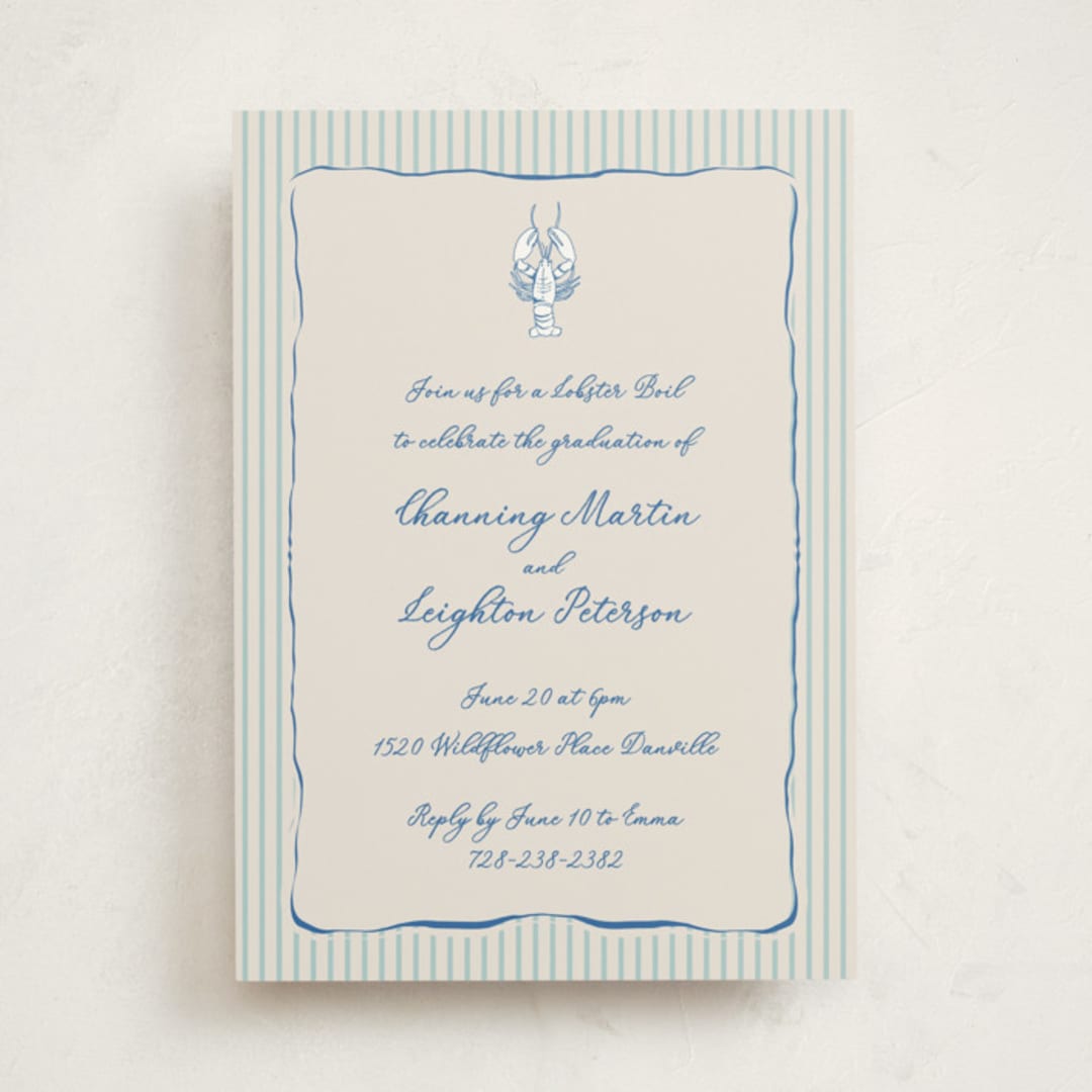 "easide Serenade" - Graduation Party Invitations in Marine by Lucrecia Caporale - Front