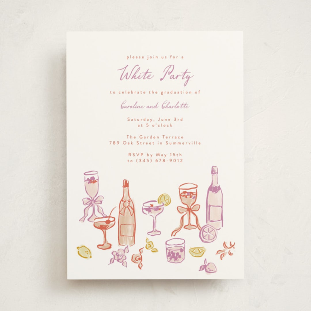"cocktails and laughter" - Graduation Party Invitations in Orchid by Cass Loh - Front