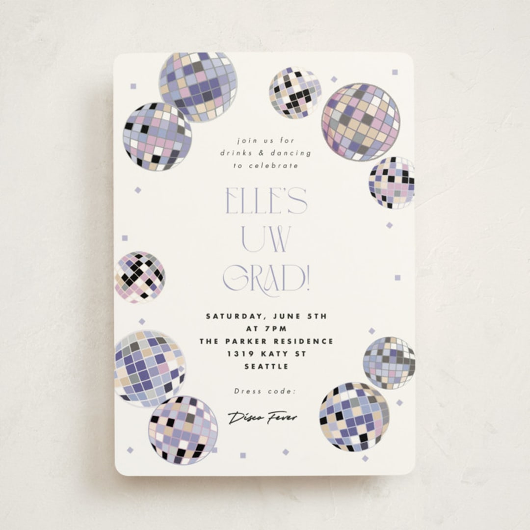 "Disco Fever" - Graduation Party Invitations in Skyline by Corinne Malesic - Front