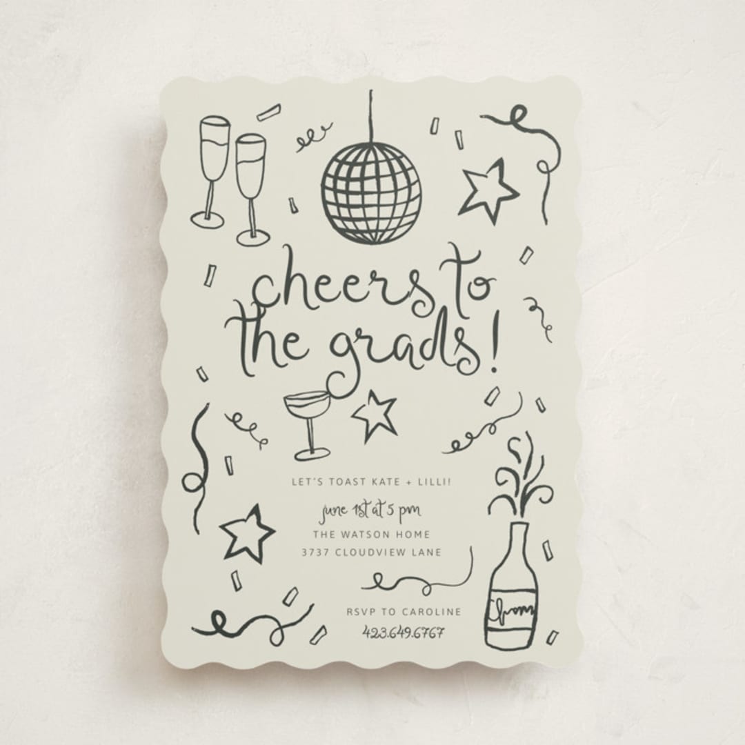 "New Year Cheer" - Graduation Party Invitations in Chalkboard by Kelly Watkins - Front