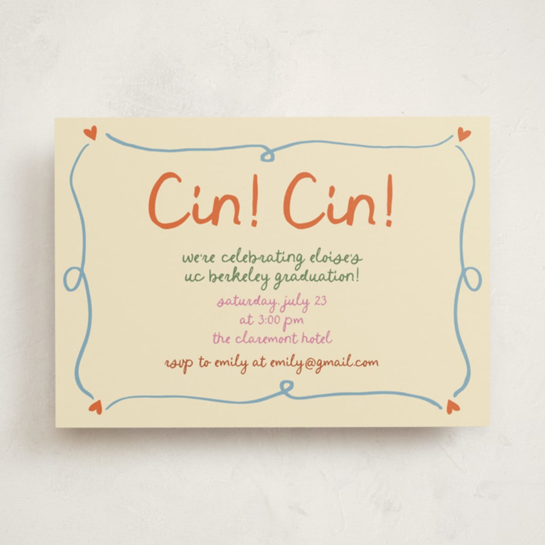 "Cin cin" - Graduation Party Invitations in Verona by Stephanie Heinrich Godbout - Front