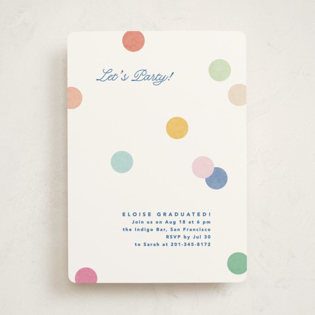 "Confetti Party" - Graduation Party Invitations in Rainbow by Creo Study - Front