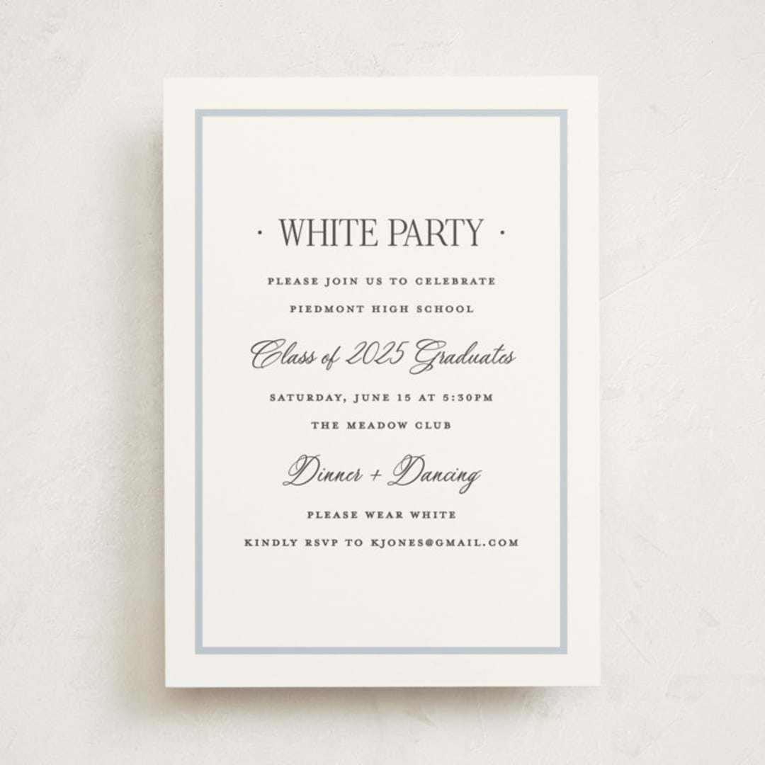 "Dotted Classic" - Graduation Party Invitations in Hydrangea by Carolyn MacLaren - Front