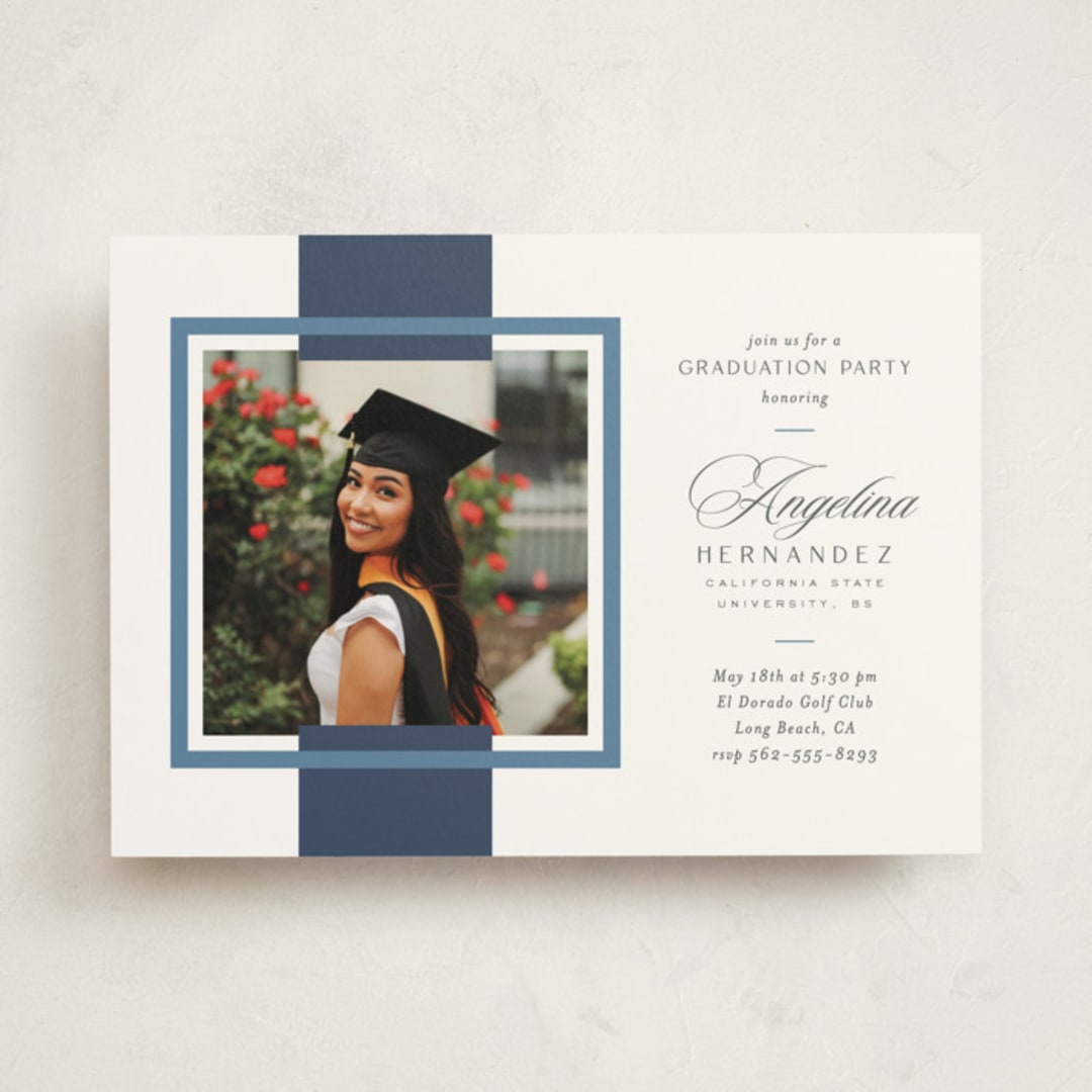 "Preppy Frame" - Graduation Party Invitations in Navy by Owl and Toad - Front