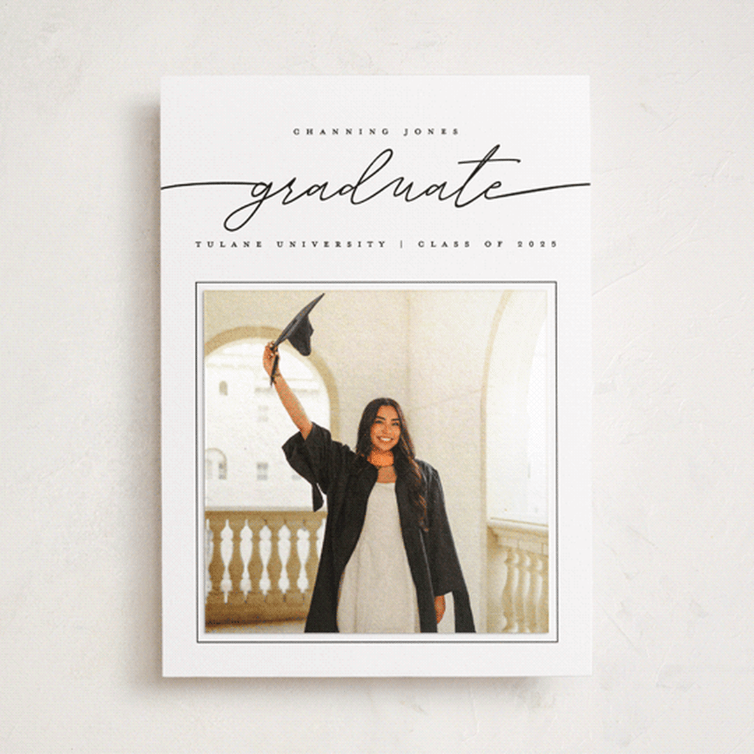 "Simple Details" - Graduation Announcement Photo Mount Cards in Tuxedo by Pixel and Hank - Front