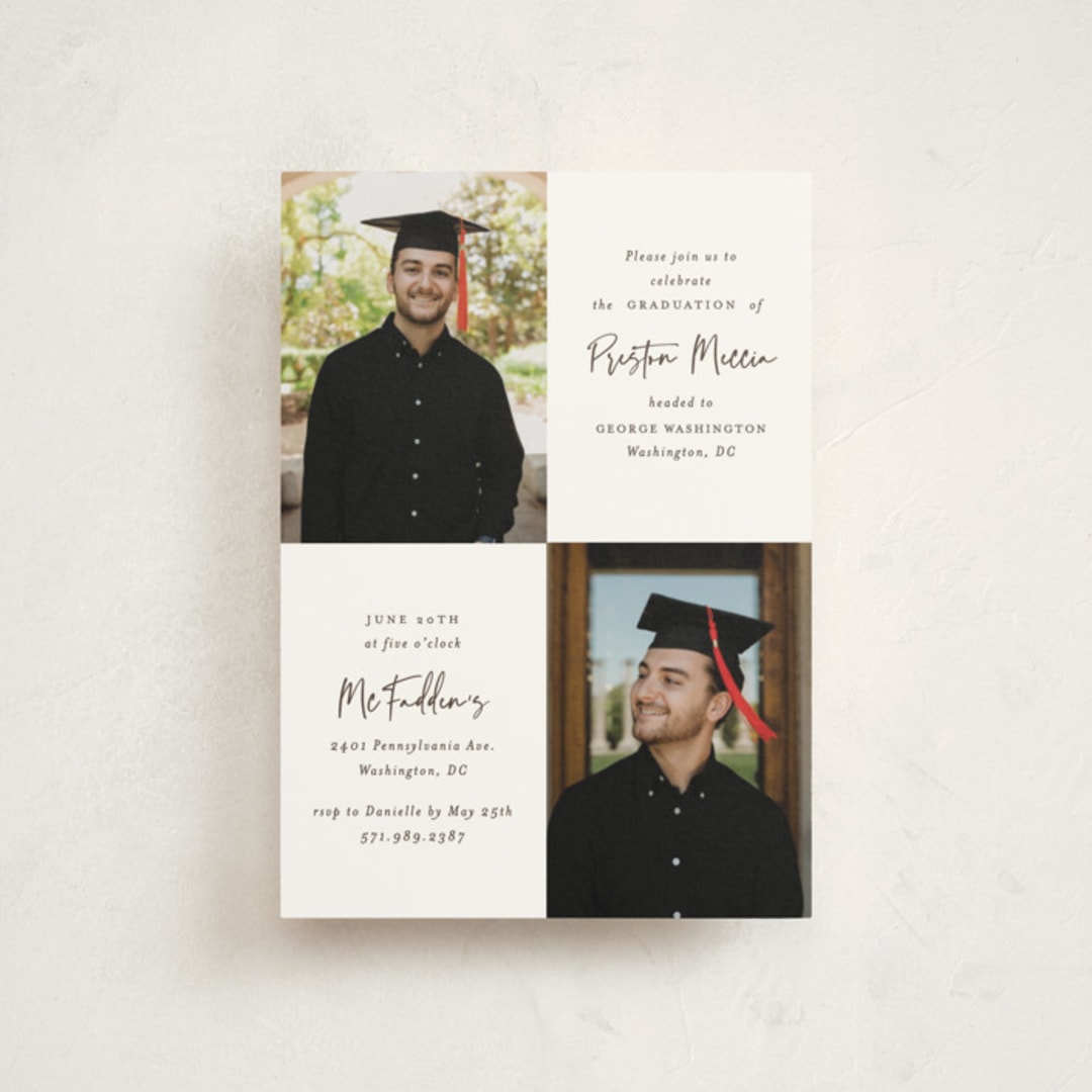 "Mod Duo" - Graduation Party Invitations in Fudge by Mansi Verma - Front