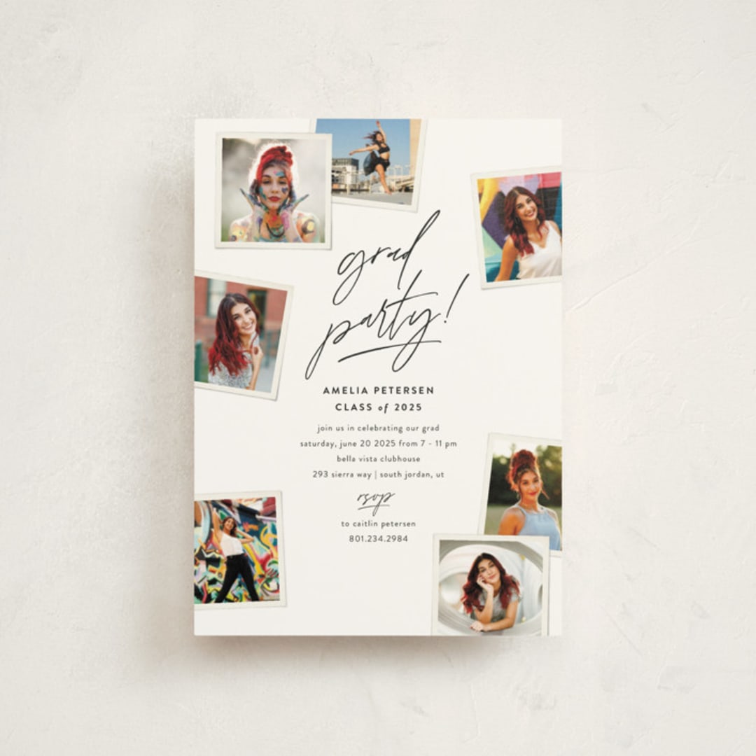 "Polaroid Party" - Graduation Party Invitations in Cotton by Robert and Stella - Front