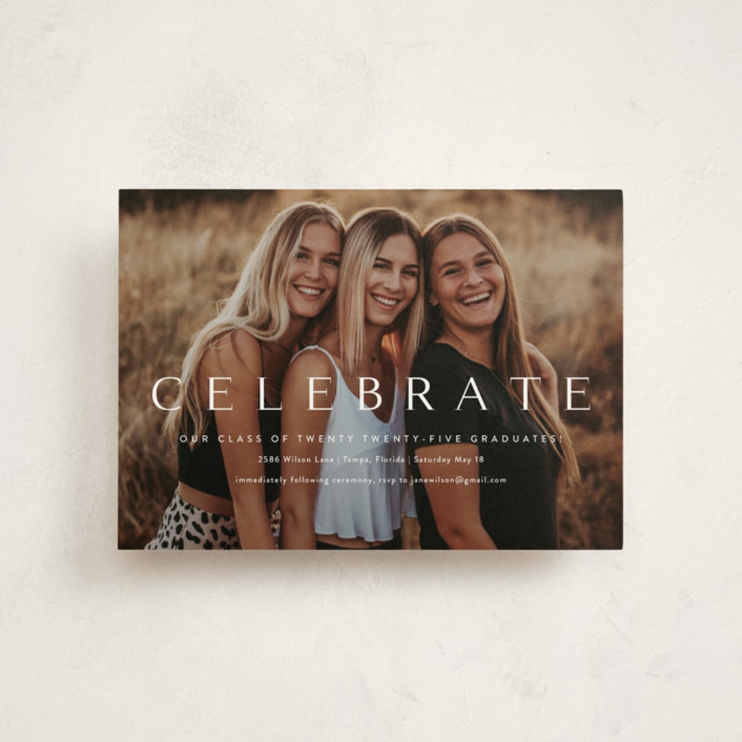 "Celebration" - Graduation Party Invitations in Cotton by Kasia Labocki - Front