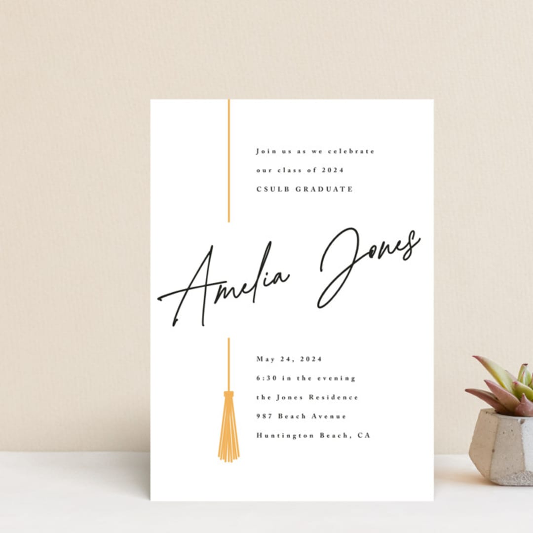 "Written Out" - Graduation Party Invitations in Sunshine by Owl and Toad - Front