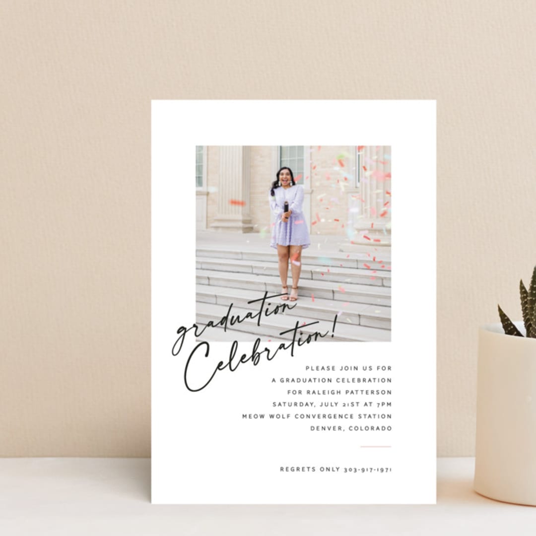 "Modern Celebration" - Graduation Party Invitations in Cloud by Jenna Holcomb - Front