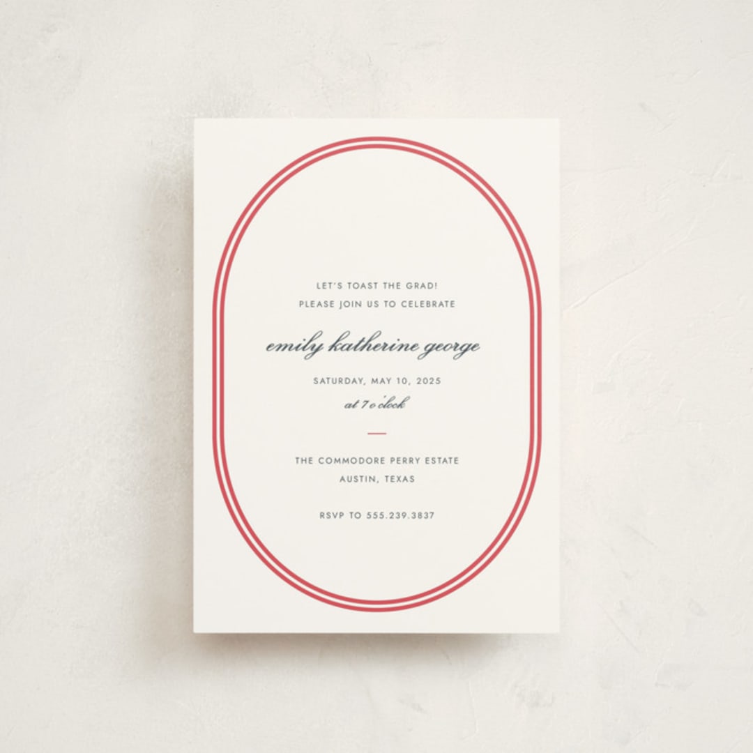 "Bocce" - Graduation Party Invitations in Cherry by Megan Davis - Front