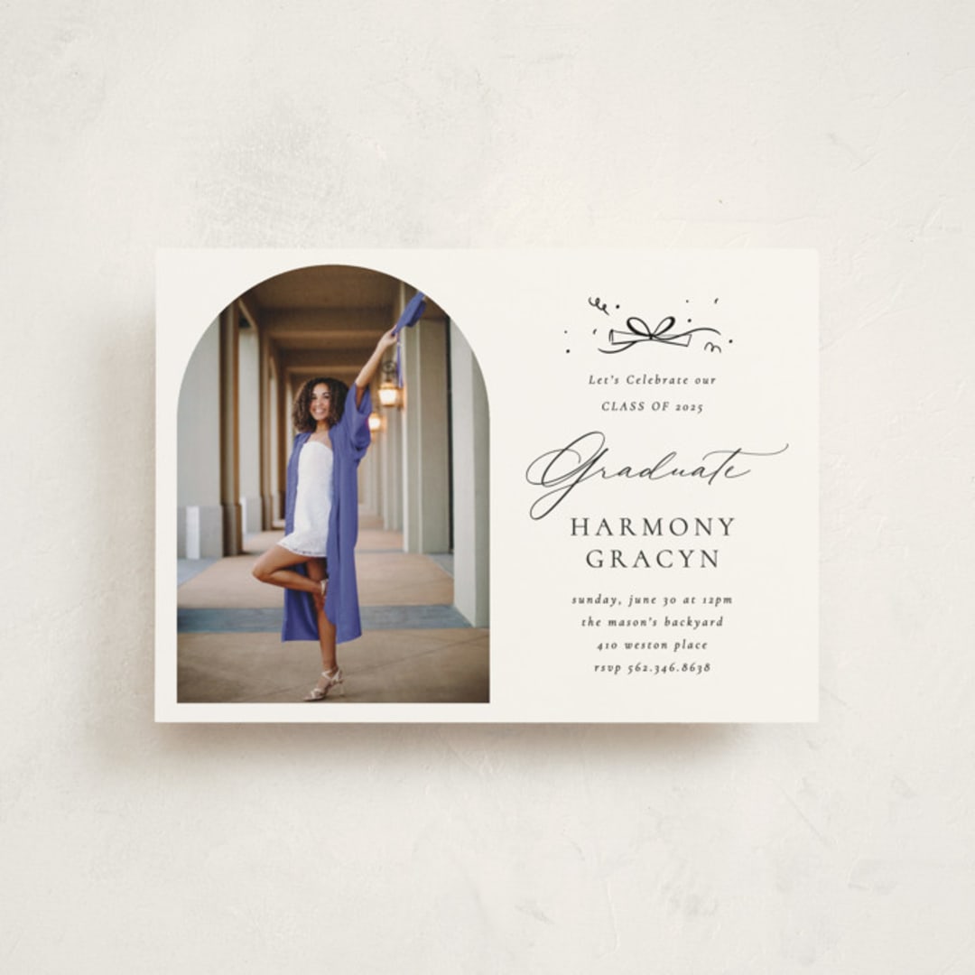 "Arch Photo" - Graduation Party Invitations in Quartz by Becky Nimoy - Front