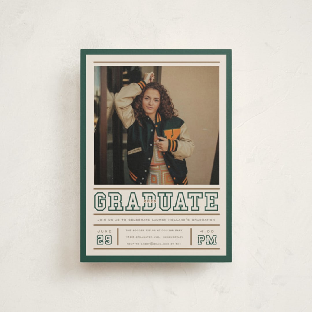 "Varsity Frame" - Graduation Party Invitations in Vintage by Erin L. Wilson - Front