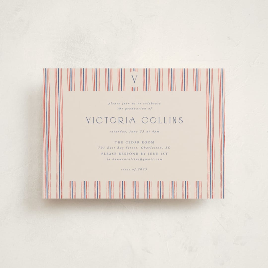 "Past and Future" - Graduation Party Invitations in Navy by Claudia Orengo - Front