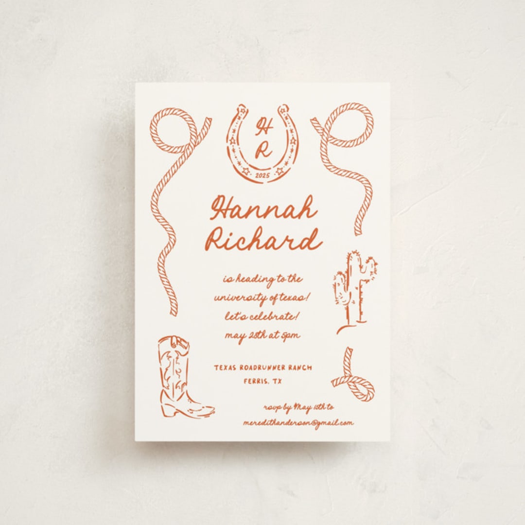 "Western" - Graduation Party Invitations in Bronco by Claudia Orengo - Front