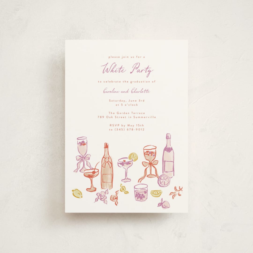 "cocktails and laughter" - Graduation Party Invitations in Orchid by Cass Loh - Front
