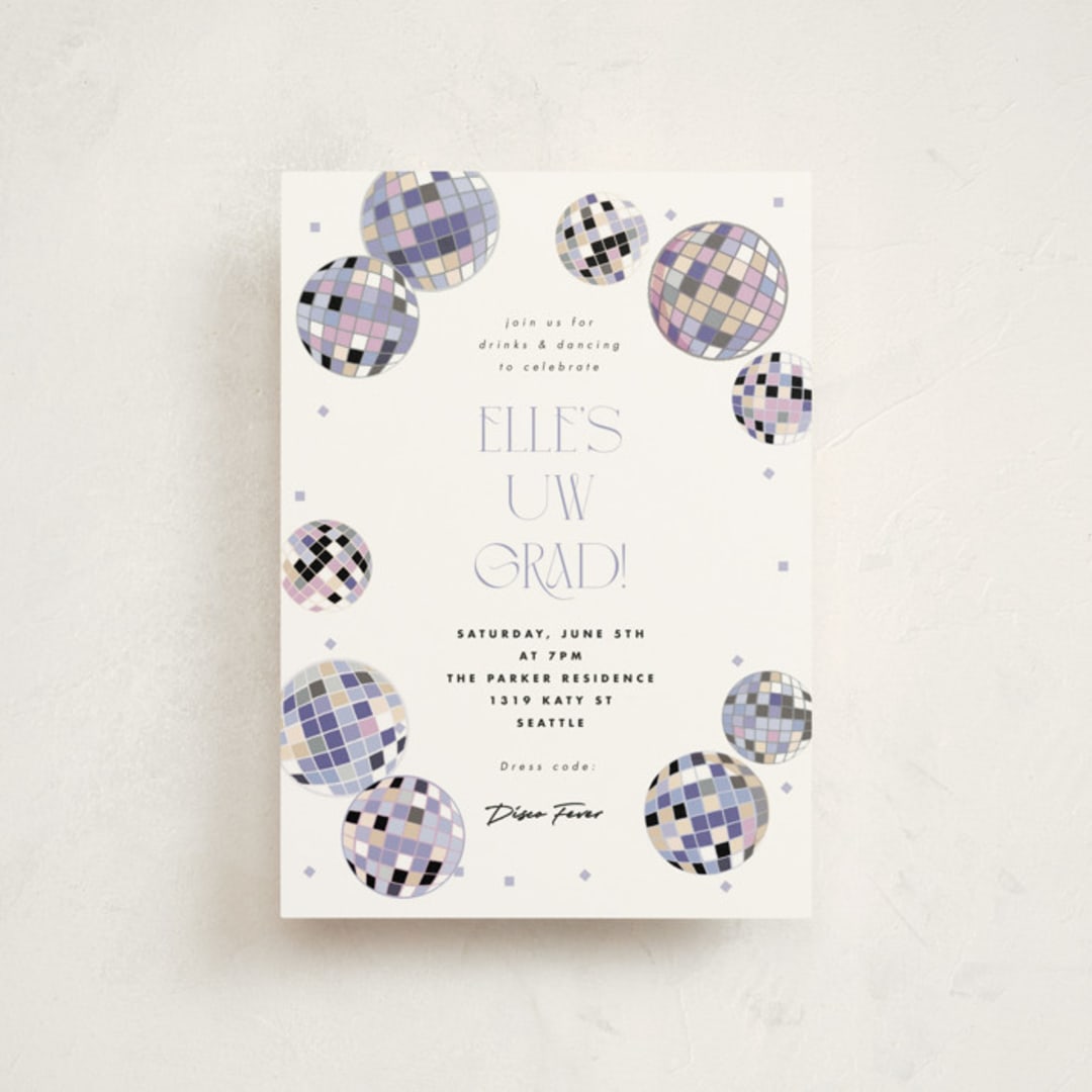 "Disco Fever" - Graduation Party Invitations in Skyline by Corinne Malesic - Front