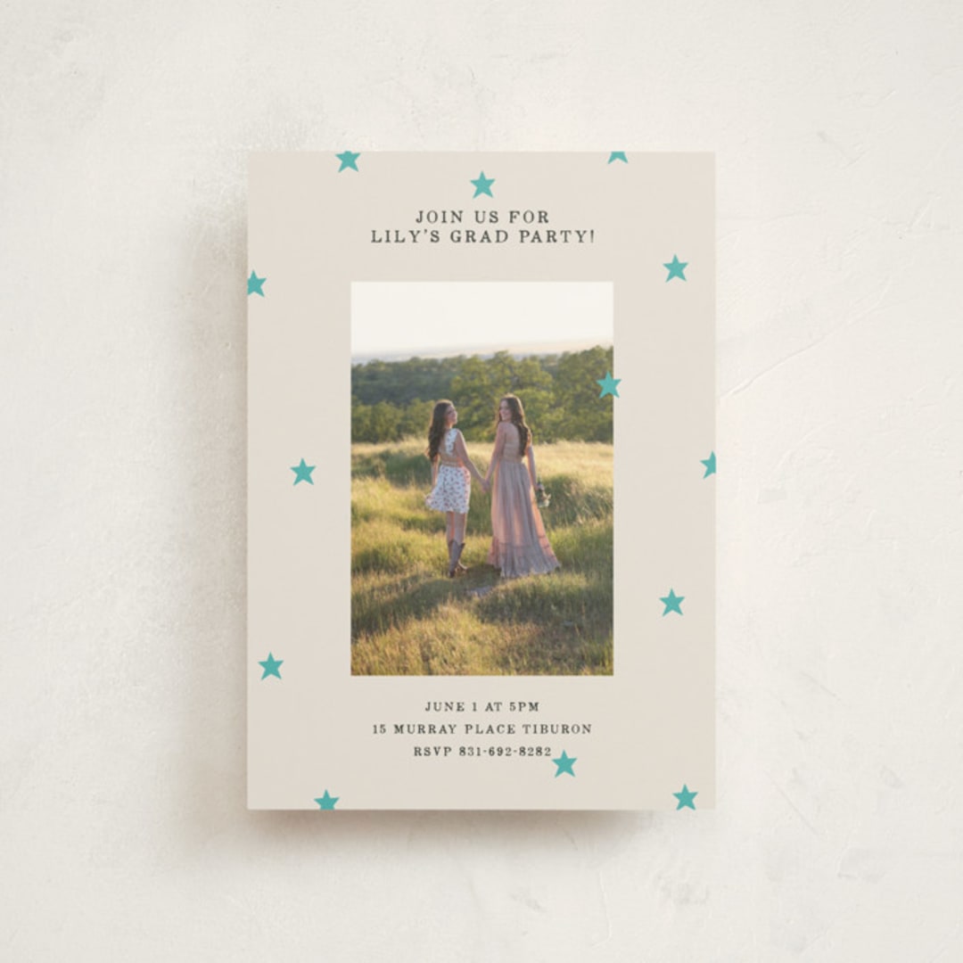 "Tiny Star Confetti" - Graduation Party Invitations in Frost by Kercia Jane - Front