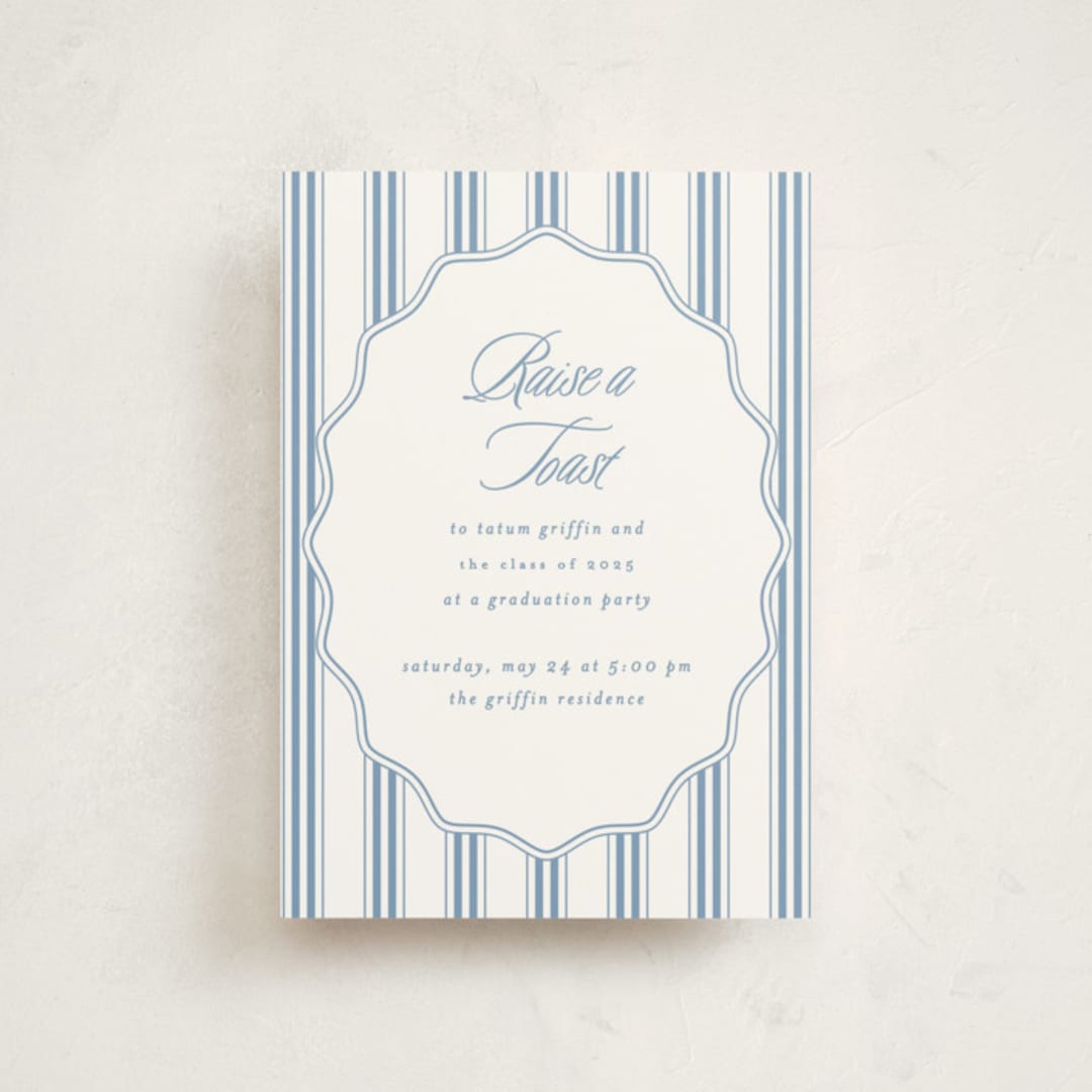 "Stately" - Graduation Party Invitations in Provincial Blue by Creo Study - Front