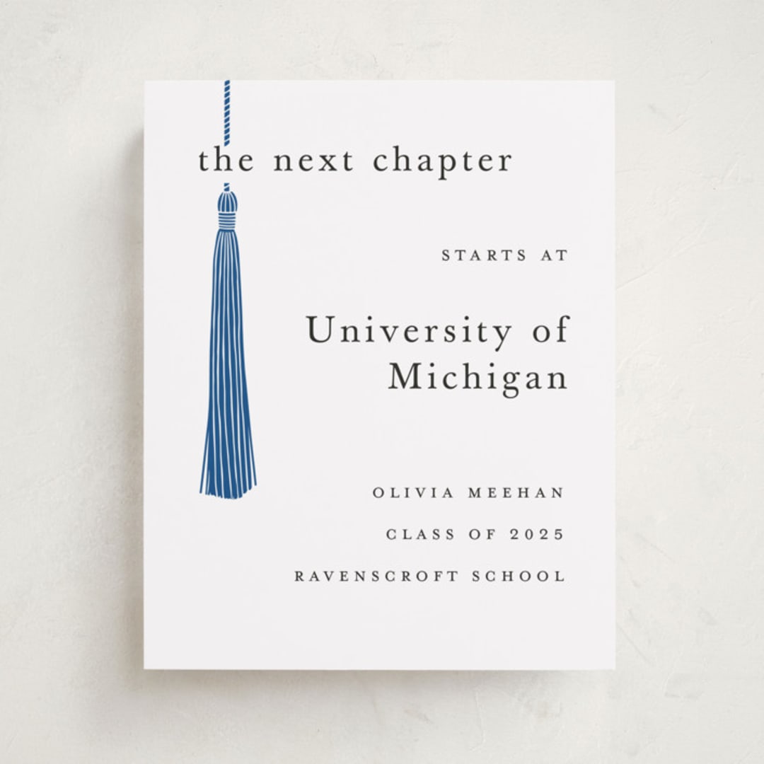 "Tassled" - Graduation Party Signs in Cobalt by Ashlee Townsend - Front