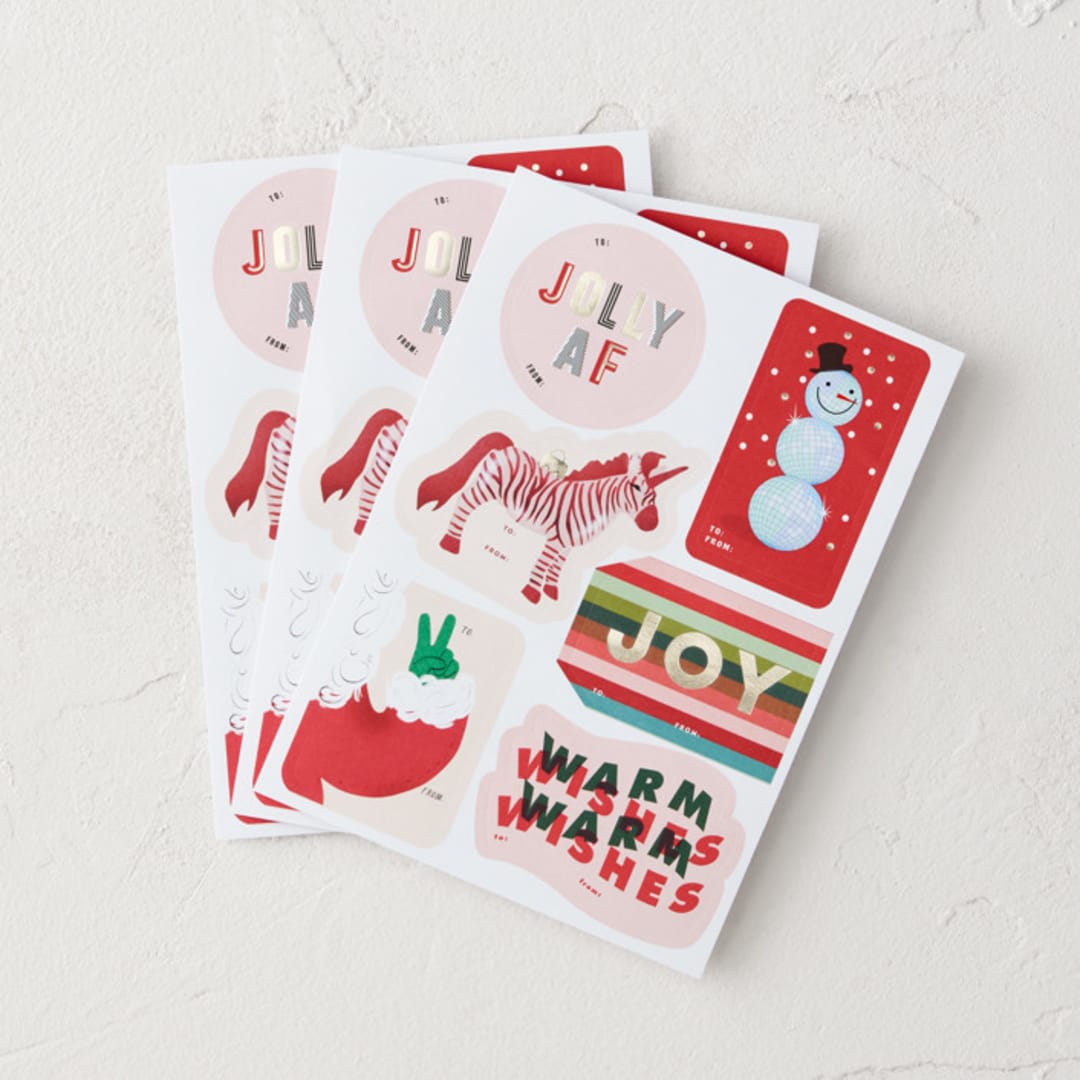 "Modern Merry" - Gift Stickers in Bold by Multiple Artists