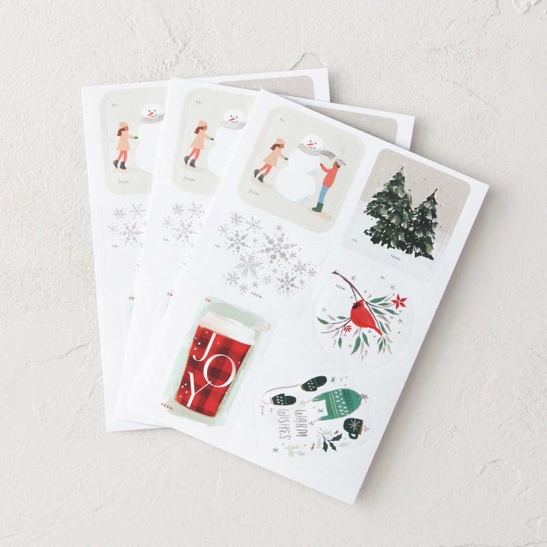 "Winter Cheer" - Gift Stickers in Frosty by Multiple Artists