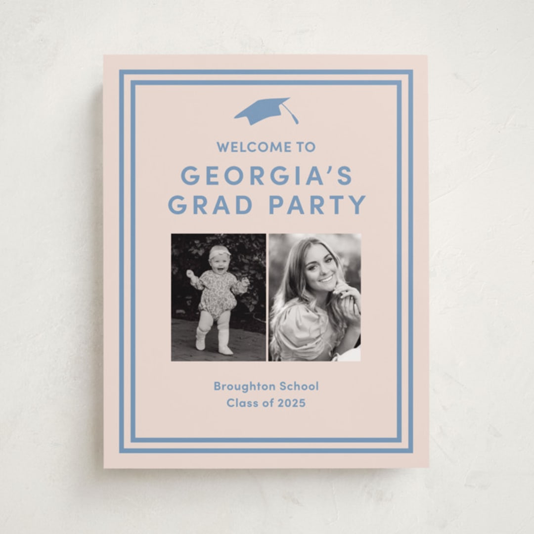 "Classically done" - Graduation Welcome Signs in Country Blue by Inkblot Design - Front