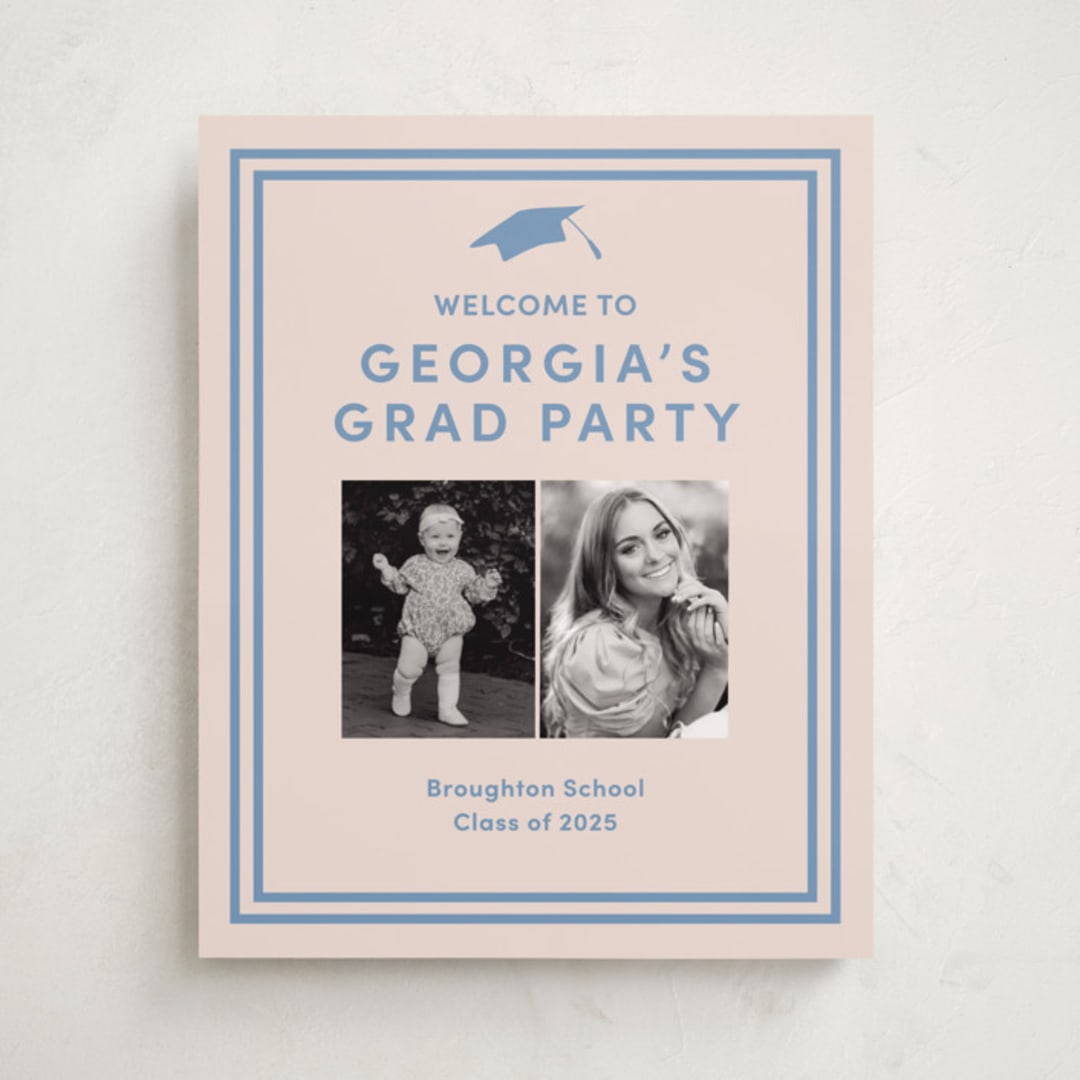 "Classically done" - Graduation Welcome Signs in Country Blue by Inkblot Design - Front