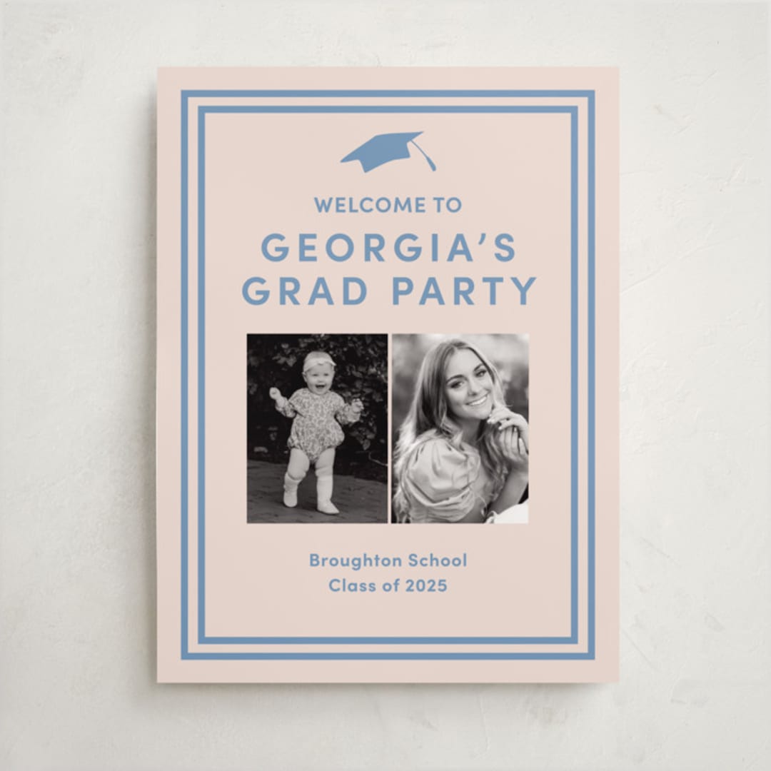 "Classically done" - Graduation Welcome Signs in Country Blue by Inkblot Design - Front