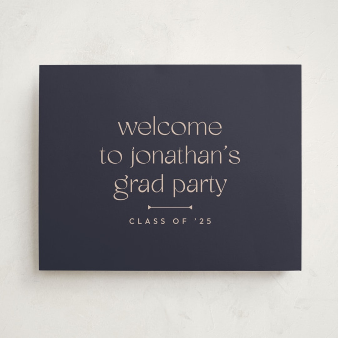 "Thoughtful" - Graduation Welcome Signs in Navy by letterfix - Front