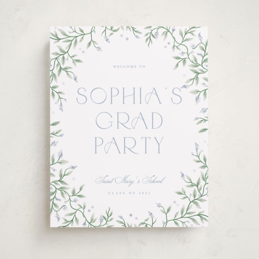 "Wisteria" - Graduation Welcome Signs in Periwinkle by Kristen Smith - Front