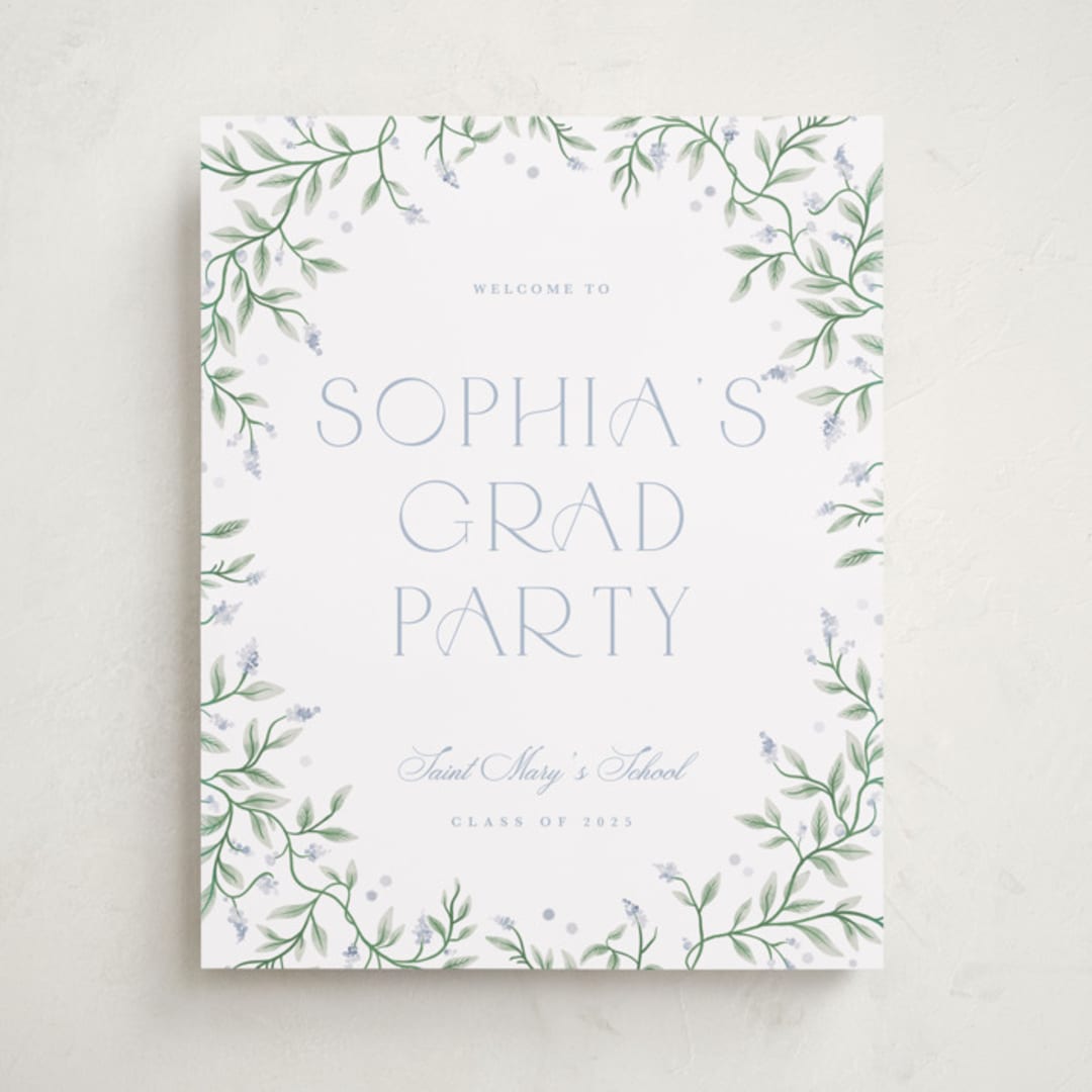 "Wisteria" - Graduation Welcome Signs in Periwinkle by Kristen Smith - Front