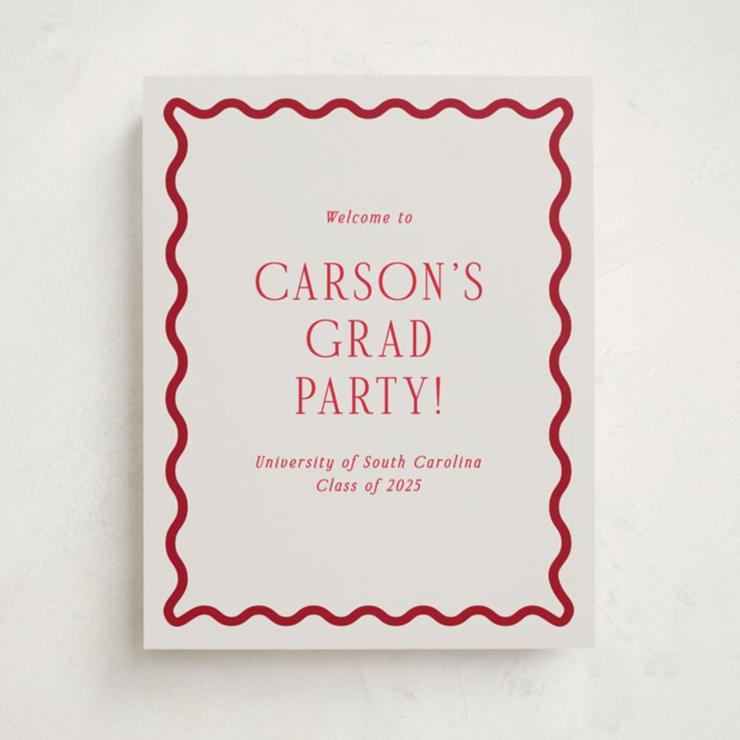 "Fun Border Frame" - Graduation Welcome Signs in Ruby by Jackie Crawford - Front