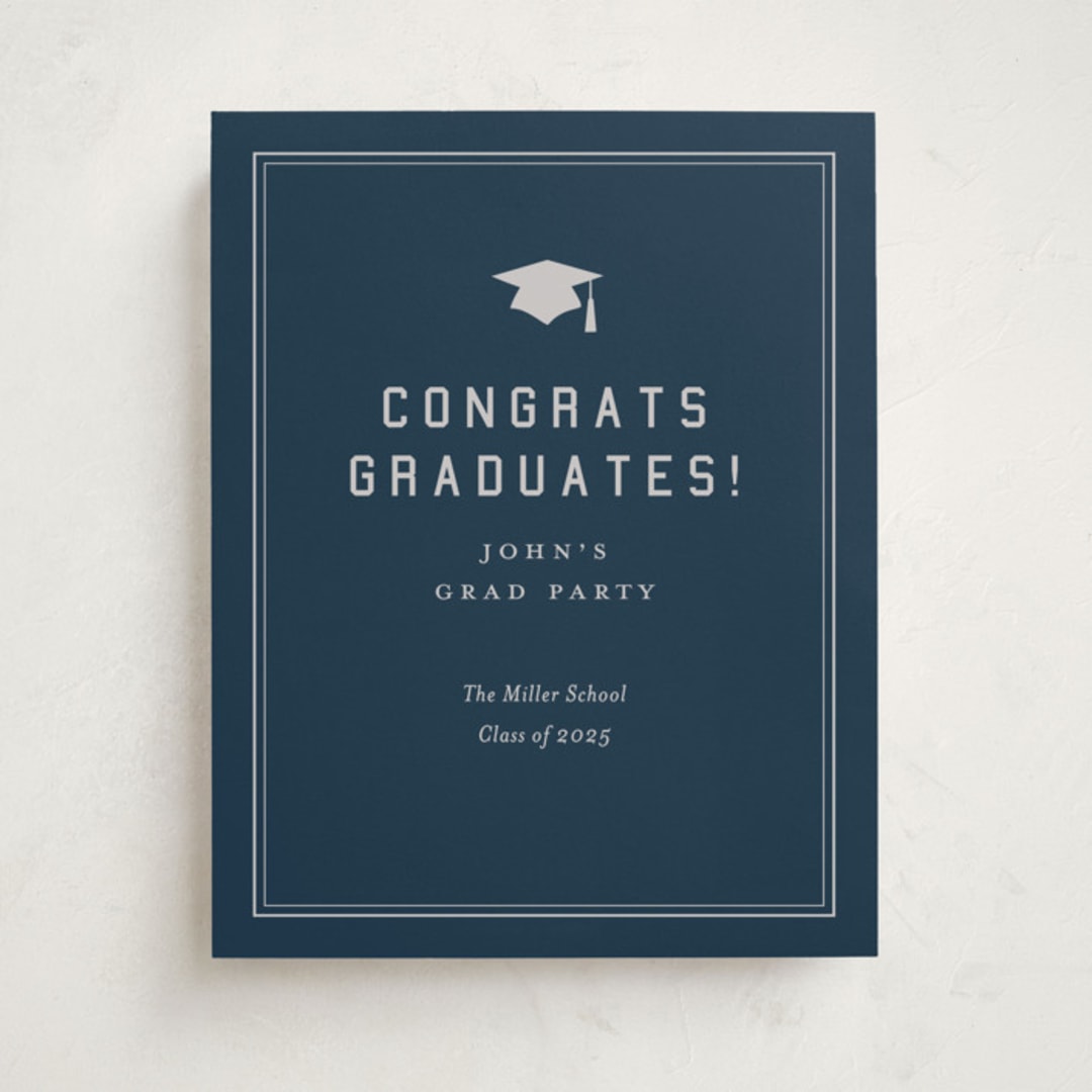 "grad ribbon" - Graduation Welcome Signs in Navy by Sarah Curry - Front