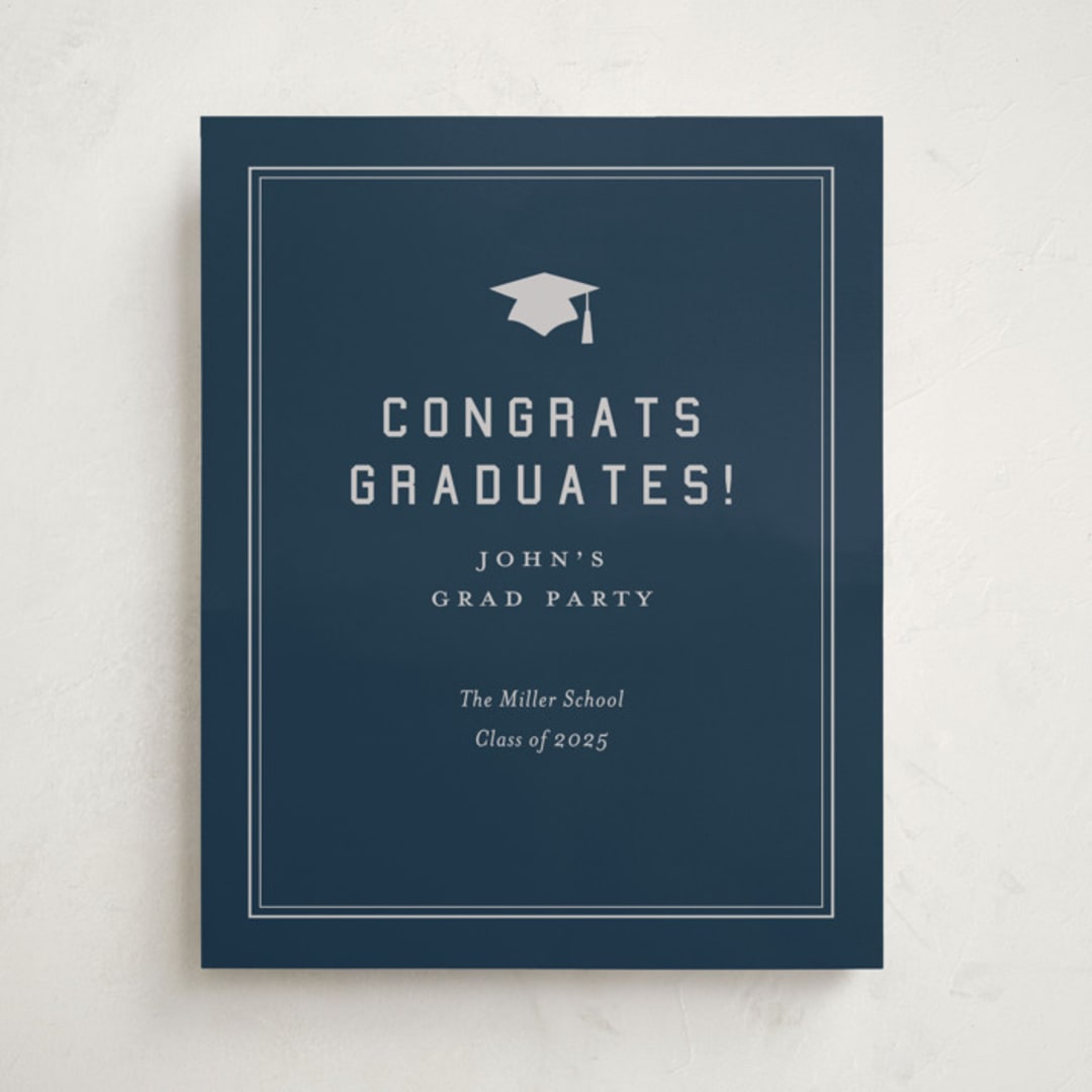 "grad ribbon" - Graduation Welcome Signs in Navy by Sarah Curry - Front