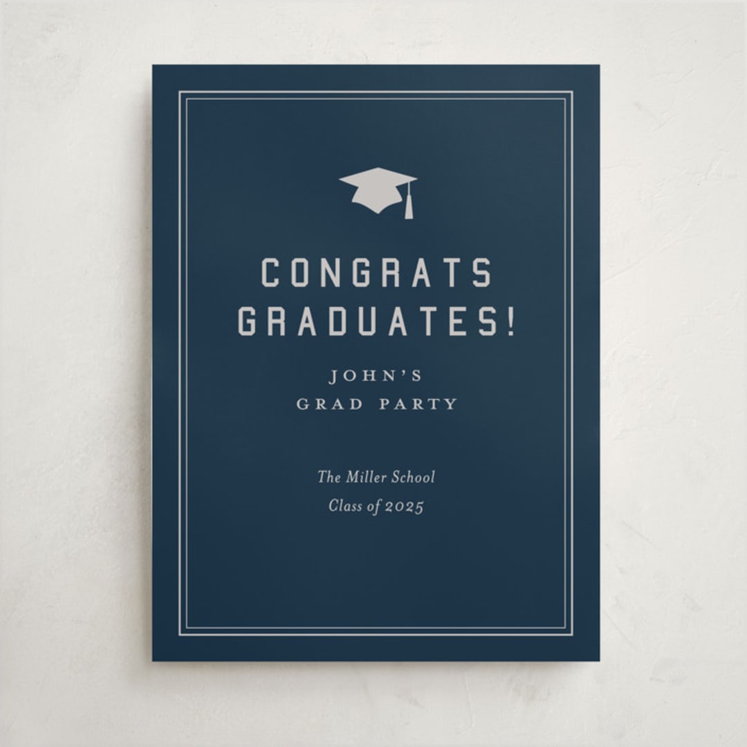 "grad ribbon" - Graduation Welcome Signs in Navy by Sarah Curry - Front