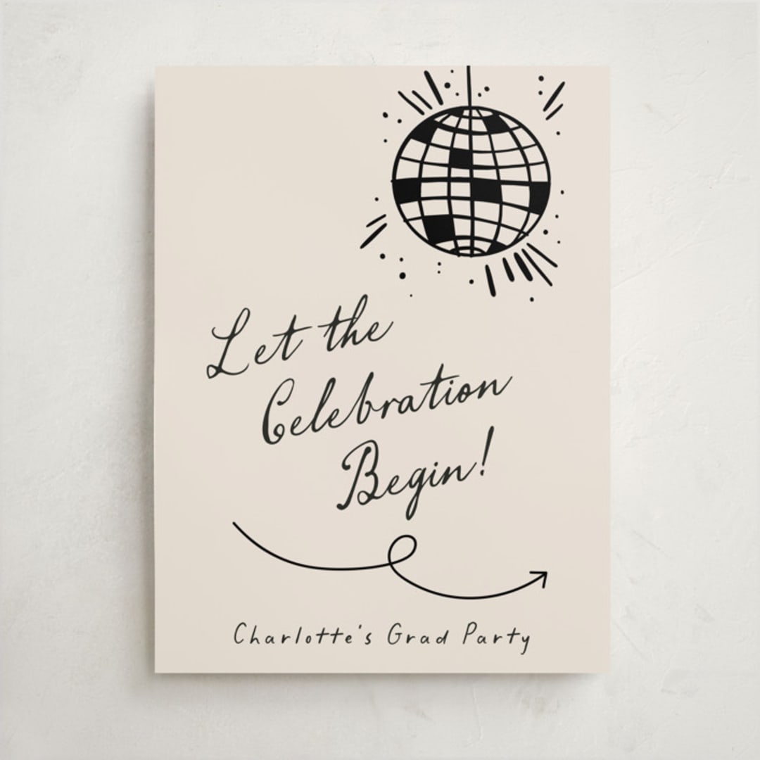 "Disco Direction" - Graduation Welcome Signs in Cream by Pixel and Hank - Front