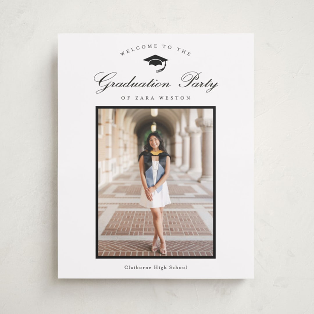 "Elegant frame" - Graduation Welcome Signs in Cotton by Stacey Meacham - Front