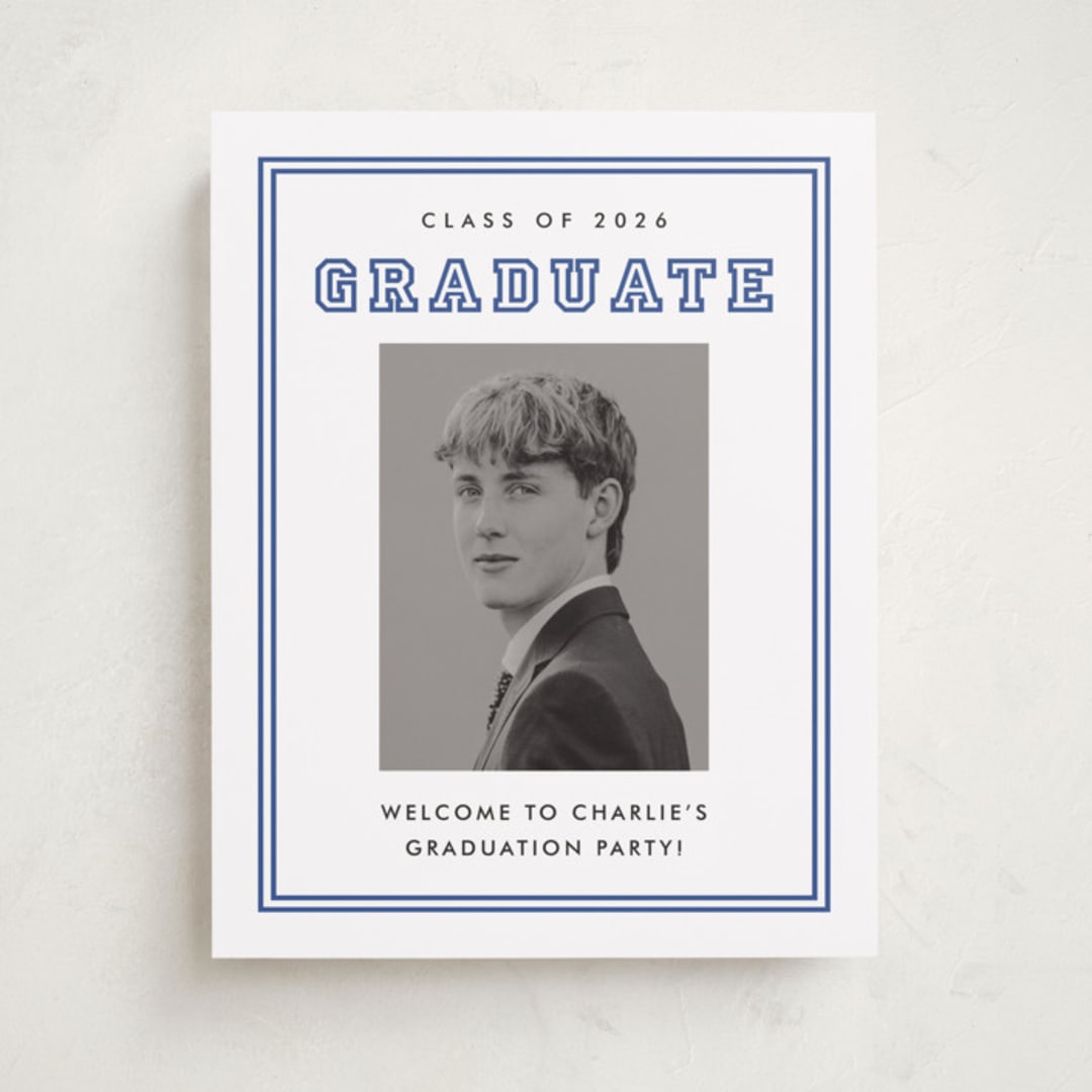 "Letterman" - Graduation Welcome Signs in Royal by Stacey Meacham - Front